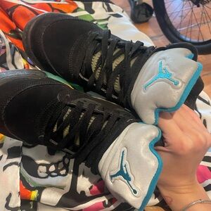 Jordan Black and Teal Sneakers